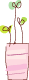 ピンクの植木鉢にグリーンのイラスト