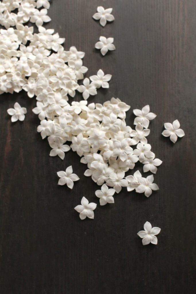 堺市クレイクラフト教室の講師しのが制作したフラワーレイの花ステファノーティス